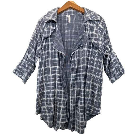 Andree by Unit Womens Cardigan Sz S Blue Plaid Outdoorsy Modern Lightwt Open - Picture 1 of 12